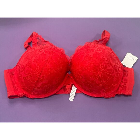 Auden - Women's Lace Plunge Push-Up Bra - Red - 46C - Picture 3 of 9